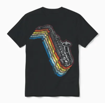 Saxophone Retro Vintage Unisex T-Shirt - Black