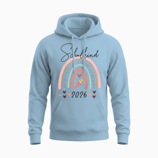 Schulkind 2026 Rainbow School Cone, First Day at School Girls' Unisex Hoodie - Light Blue