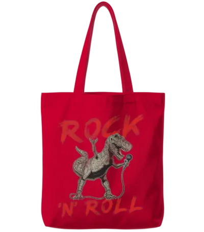 Rock 'n' Roll Dinosaur Music, Concert, Festival Tote Bags - Red