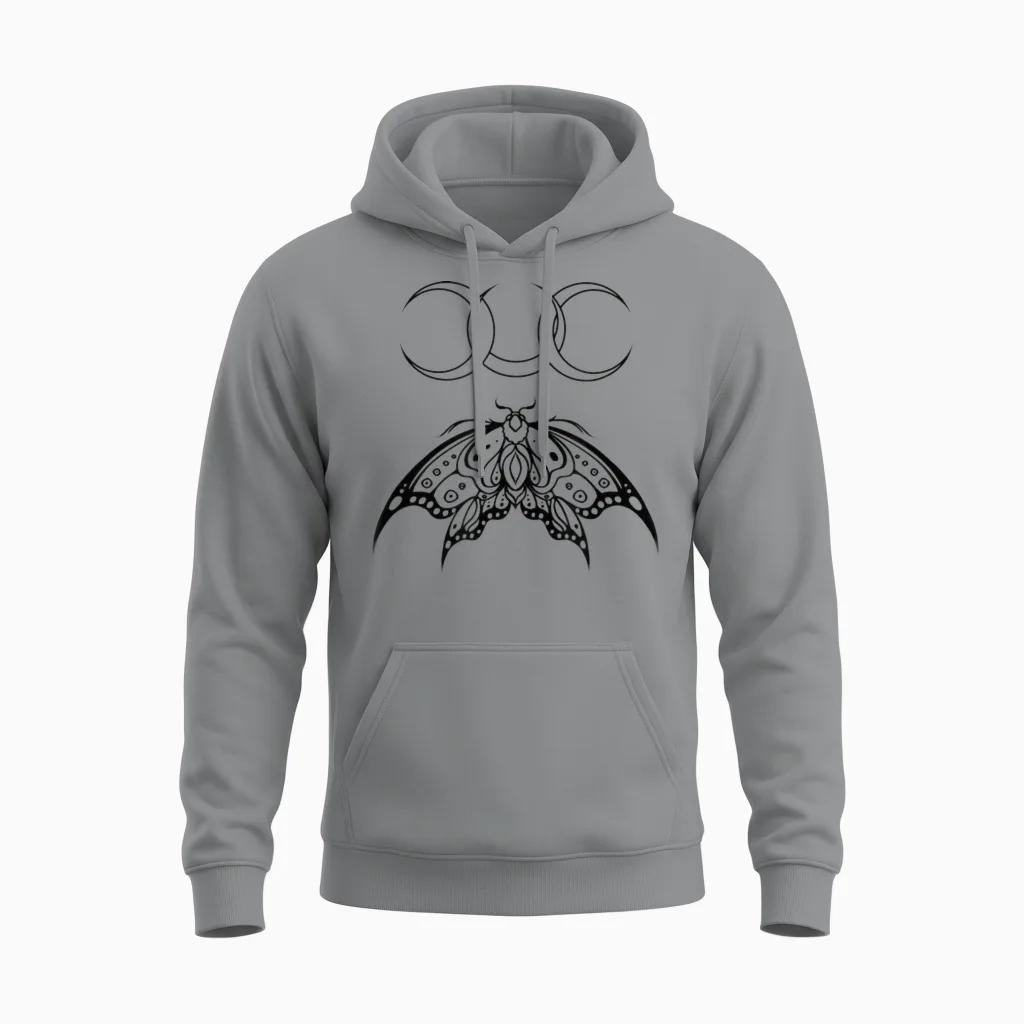 Y2k Mall Goth Moth Und Moon Emo Alt Unisex Hoodie in Sport Grey