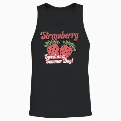 Sweet as a Summer Day for Lovers of Strawberries and Fruits Retro Unisex Tank Top - Black