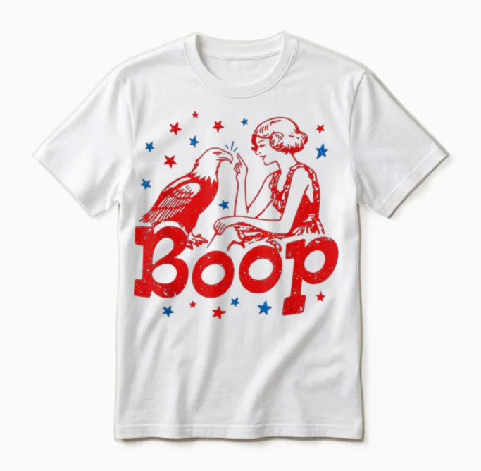 Boop Eagle Patriotic July Fourth Humor Unisex T-Shirt in White