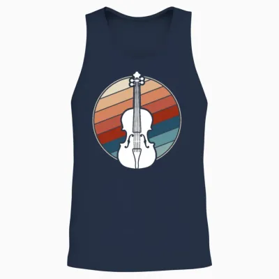 Violin in Retro Style Unisex Tank Top - Navy