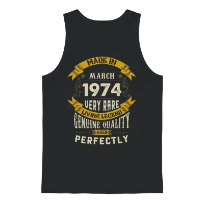 March 1974 Vintage Birthday Present Unisex Tank Top - Black