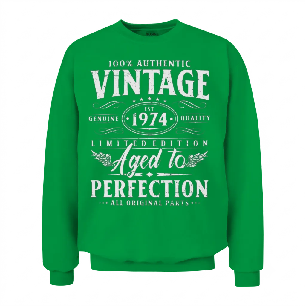 Vintage 1974 Year Born Birthday Gift Unisex Sweatshirt - Irish Green