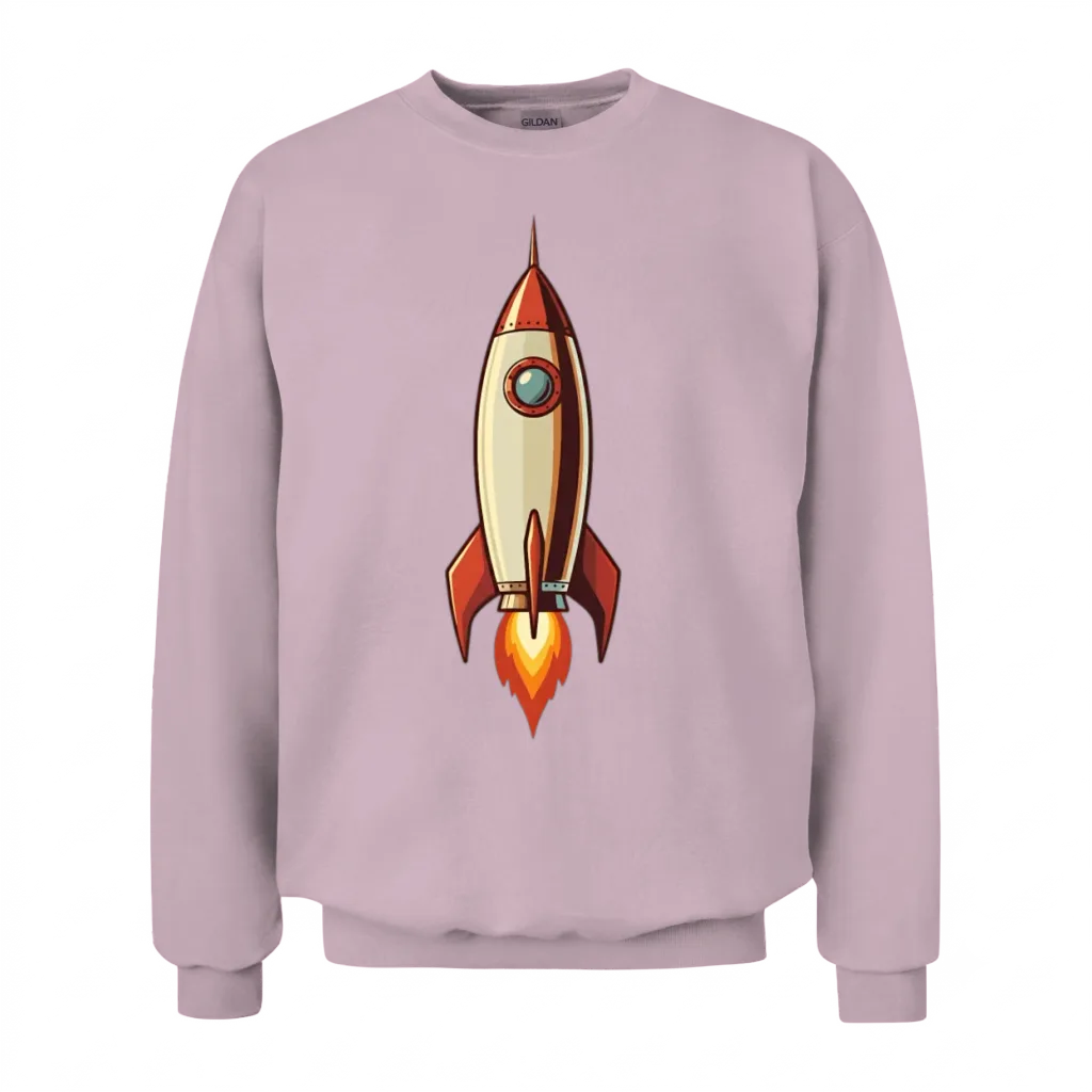 Retro Rocket Ship Unisex Sweatshirt - Light Pink