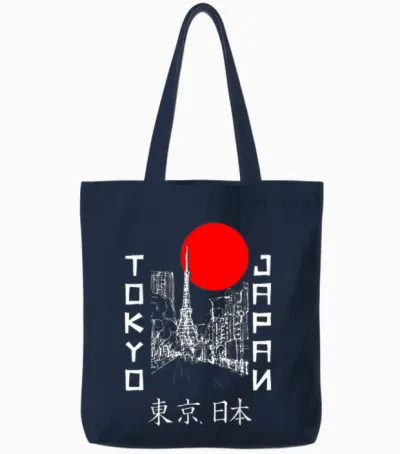 Drapeau Japonais Rétro Souvenir Tokyo Japon Tote Bags - Navy