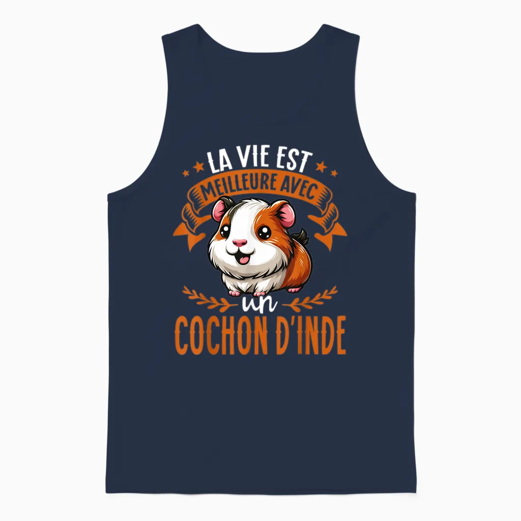 Life Is Better with a Pig India Unisex Tank Top in Navy