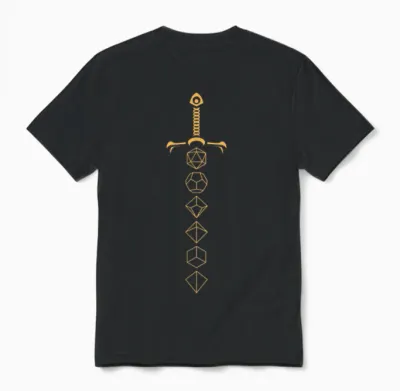 Dice Sword Vintage Retro Tabletop Rpg Role Play Game Unisex T-Shirt - Black