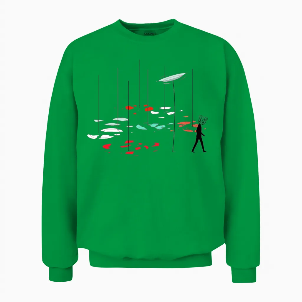 Bear and Spinning Plates Wildlife Unisex Sweatshirt in Irish Green