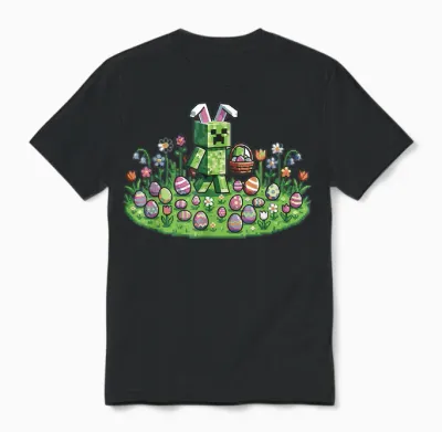 Pixel Osterhase Ostern Gaming Zocker Mann Kind Jungs Mädchen Unisex T-Shirt - Black