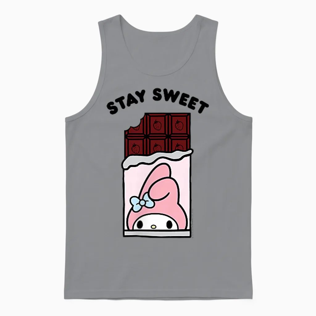 My Melody Stay Sweet Chocolate Bar Unisex Tank Top in Sport Grey