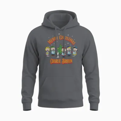 Peanuts Charlie Brown Merry Christmas Carol Unisex Hoodie - Charcoal