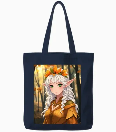 Elven Woman Portrait Tote Bags - Navy