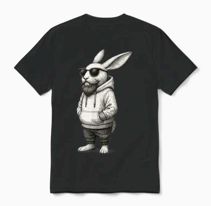 Cooler & Lässiger Osterhase Mit Sonnenbrille Und Bart Unisex T-Shirt in Black