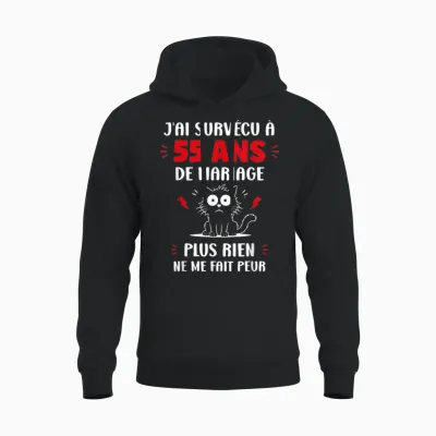 Couple 55 Ans Blague Humour Anniversaire De Mariage 55 Ans Unisex Hoodie - Black