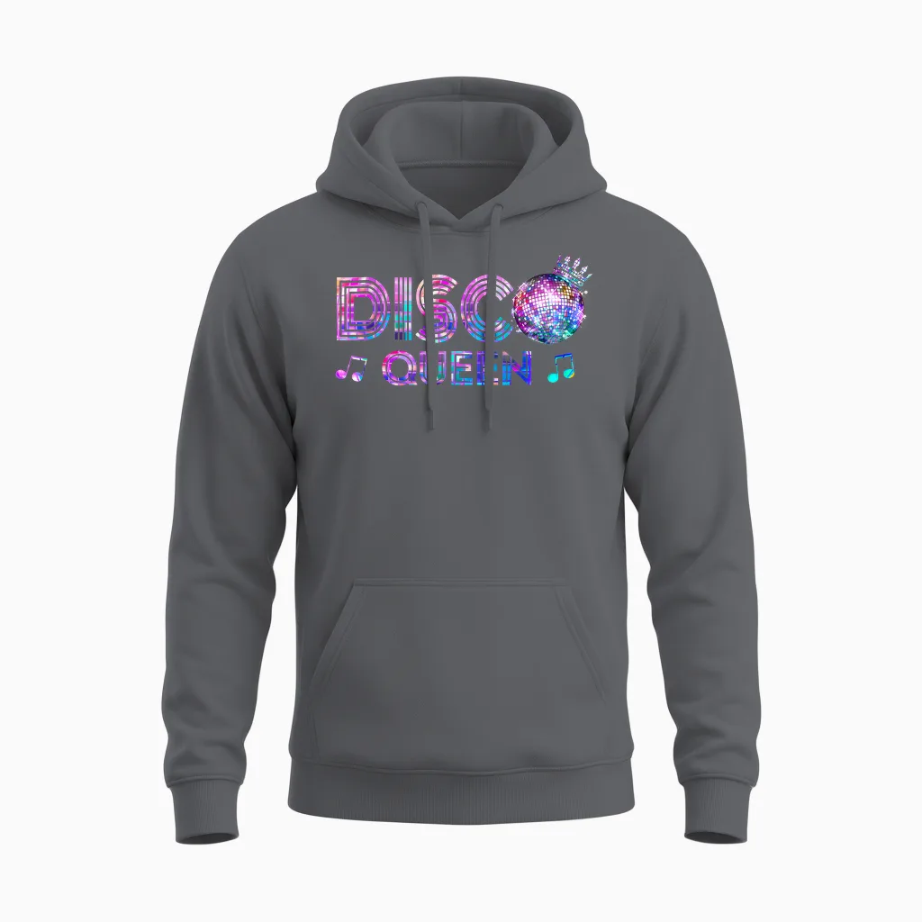 70s Vintage Costume Ladies Girls Disco Queen Unisex Hoodie in Charcoal