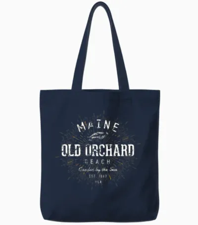 Retro Vintage Old Orchard Beach Tote Bags - Navy