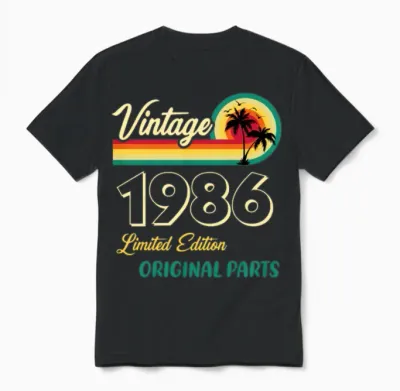 Vintage 1986 Limited Edition Original Parts Unisex T-Shirt - Black