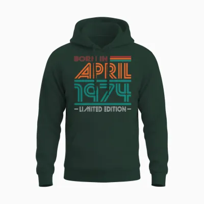 50th Birthday Vintage April 1974 Born in 1974 Unisex Hoodie - Forest