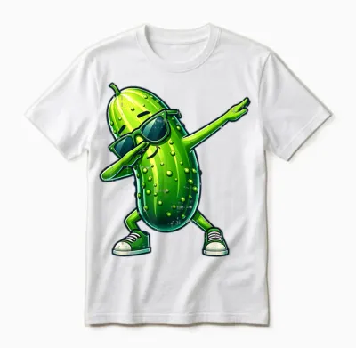 Pickle Dabbing Funny Dancing Cucumber Boys Girls Kids T-Shirt, Black, S Unisex T-Shirt - White