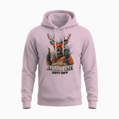 Official Après-Ski Party Crew Skiing T-Shirt, Black Unisex Hoodie - Light Pink