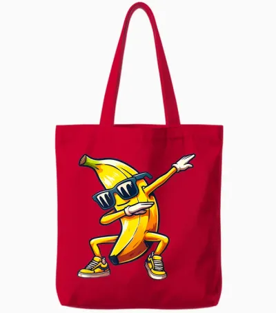 Dab Banana Dancing Dabbing Banana Fruit Meme T-Shirt, Black Tote Bags - Red