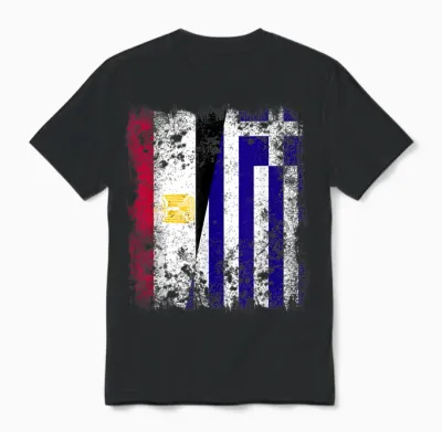 Half Flag Egyptian Greek Greek Hellas Heritage Unisex T-Shirt - Black