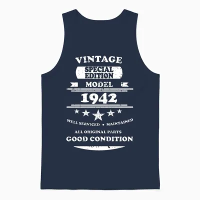 Vintage Retro White 1942 Unisex Tank Top - Navy