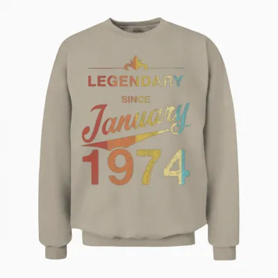 50th Birthday 50 Year Old Born January 1974 Gift Unisex Sweatshirt - Sand