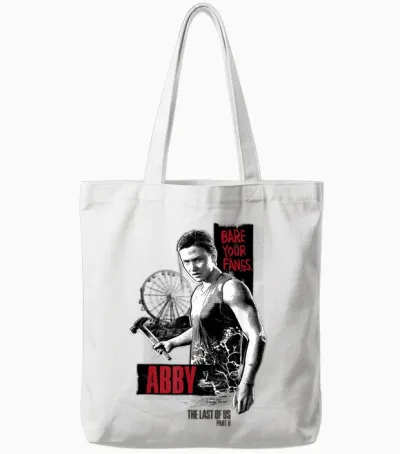 The Last of Us Part Ii Aby Bare Your Fangs Big Chest Poster T-Shirt, Black, S Tote Bags - White