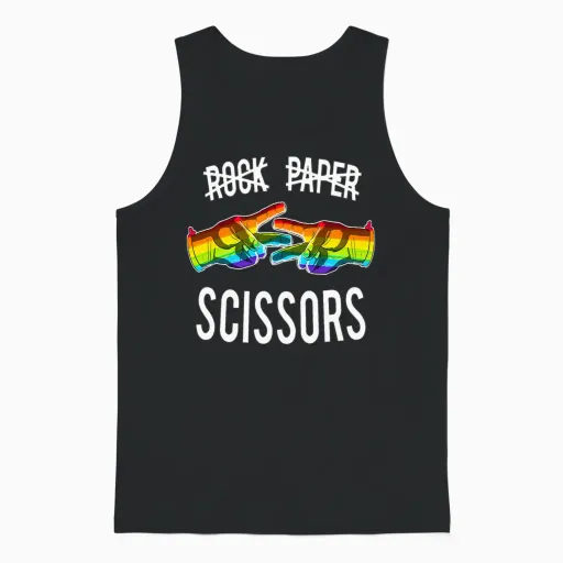 Paper Scissors Lesbian Pride Rainbow Lgbt Unisex Tank Top in Black