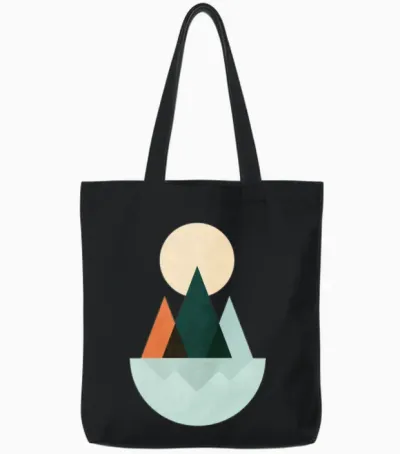 Minimalist Landscape Tote Bags - Black