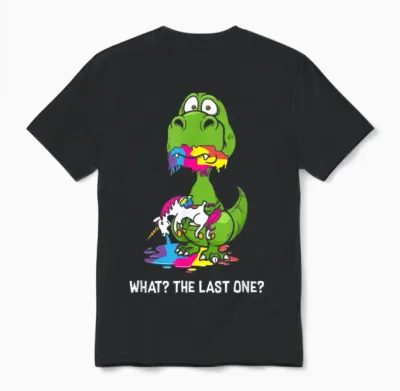 The Last Unicorn Cute Dino What? Dino Eating Unicorn Unisex T-Shirt - Black