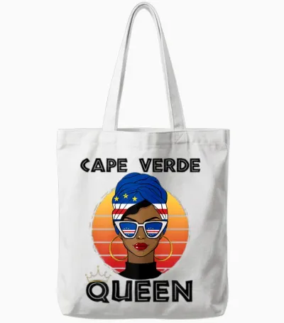 Cabo Verdian Queen African Queen Cabo Verde Flag Cabo Verde T-Shirt, White, Female X-Small Tote Bags - White