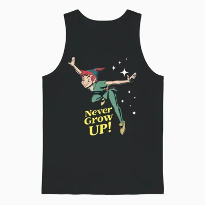 Peter Pan Never Grow Up! Unisex Tank Top - Black