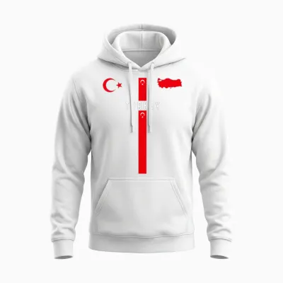 Türkei-Flagge, Silhouettenkarte Der Türkei, Nationales Emblem Unisex Hoodie - White
