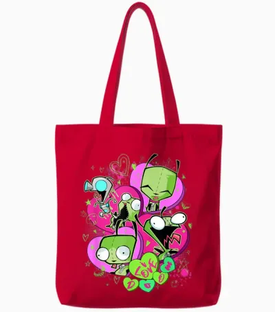 Invader Zim Valentine's Day Gir I Love Doom Tote Bags - Red