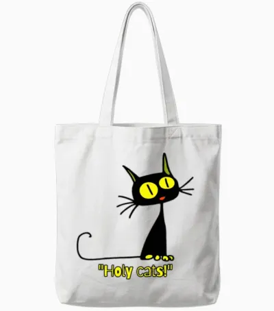 Holy Cats Vintage Cartoon Cat Tote Bags - White