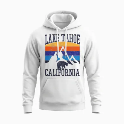 Lake Tahoe California Vintage Souvenir Unisex Hoodie - White