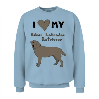 I Heart My Silver Labrador Retriever Unisex Sweatshirt - Light Blue