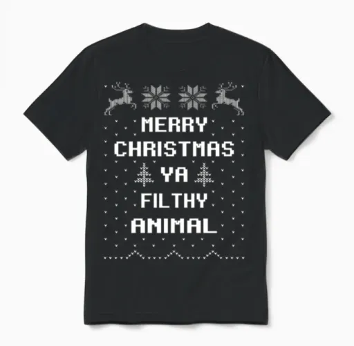 Merry Christmas Filthy Animal Unisex T-Shirt in Black