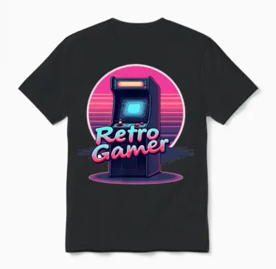 Retro Gamer in Retro Style Oldschool Gamer Unisex T-Shirt - Black