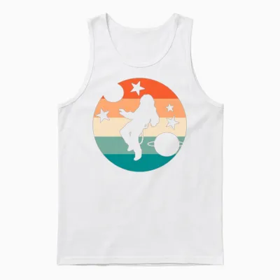 Retro Astronaut Spaceman Unisex Tank Top - White