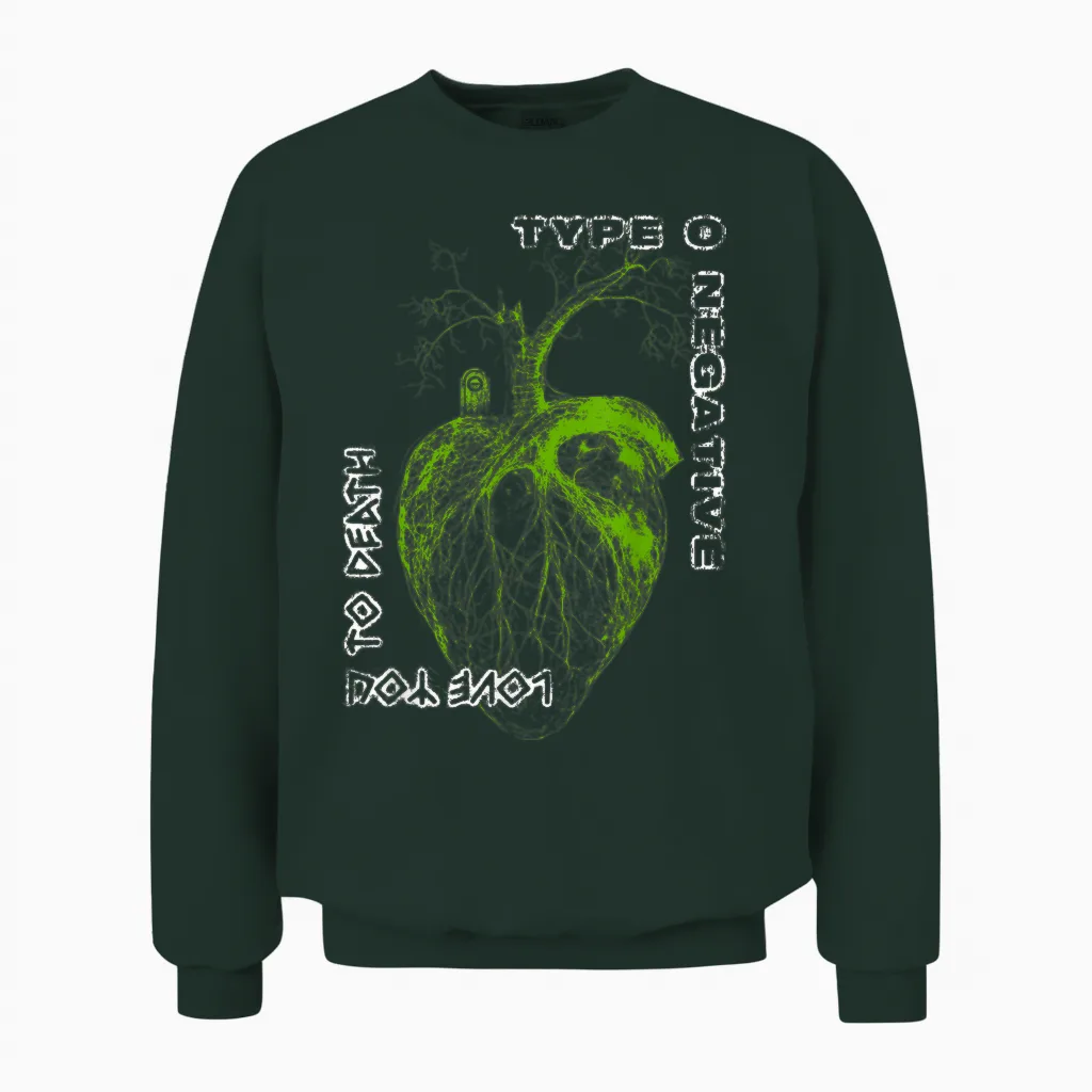 Type O Negative Heart You to Death T-Shirt, Black, S Unisex Sweatshirt in Forest