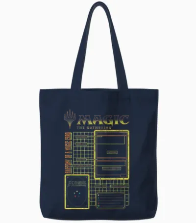 Magic: the Gathering Anatomy of a Magic Card Retro Schematic Tote Bags - Navy