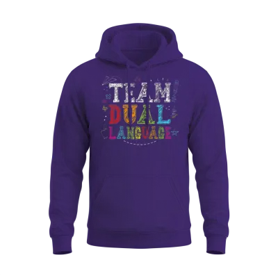 Team Dual Language Back to School Bilingual Kids Unisex Hoodie - Purple