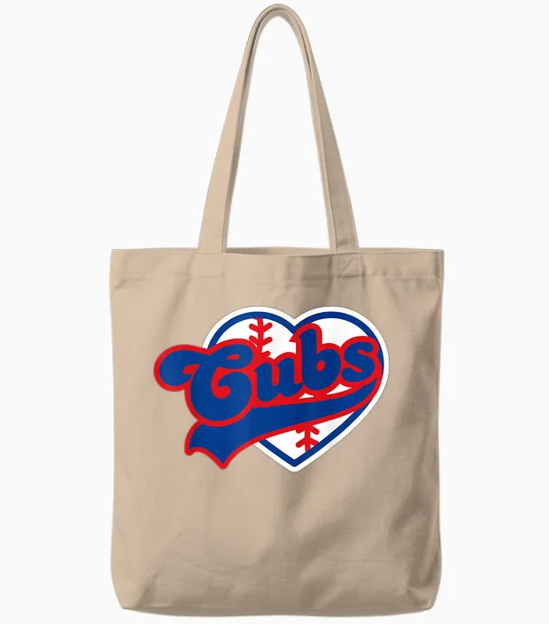 Retro Cubs Last Name Personalized Apparel Cubs Lover Men Tote Bags in Natural