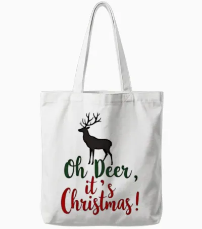 Oh Deer It's Christmas Tote Bags - White