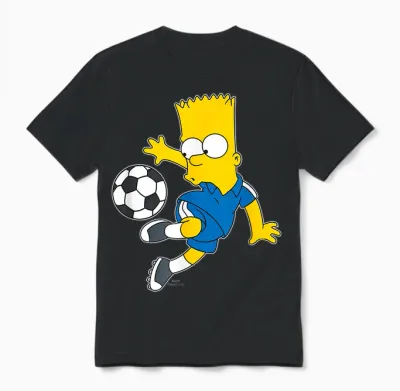 The Simpsons Bart Simpson Soccer Ball Kick Up Unisex T-Shirt - Black